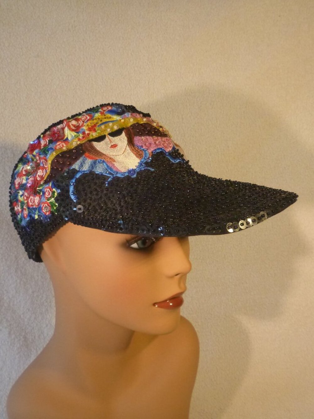 Vintage 80s 90s Fully Bedazzled Sequin Statement Hat - Excellent Condition
